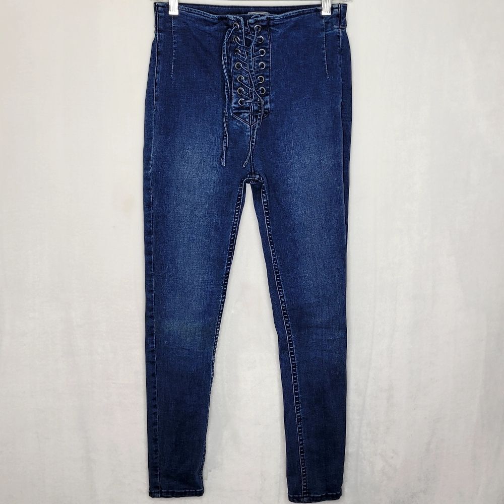 Free People‎ High Waist Lace Up Skinny Jeans Size 27